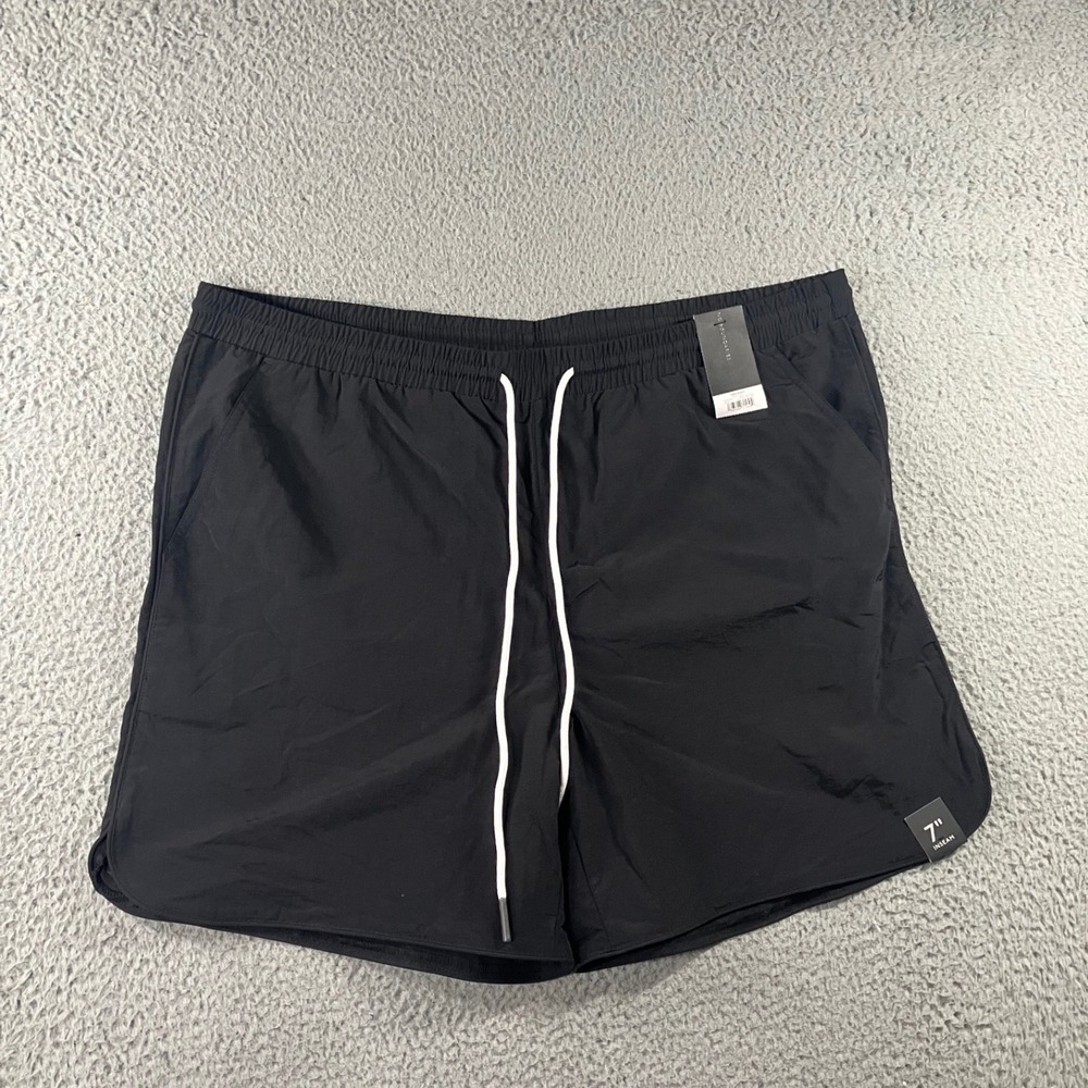 Men Swim Shorts XL Black 7" Nylon Beach Vacation Resort Sporty Basic Lightweight